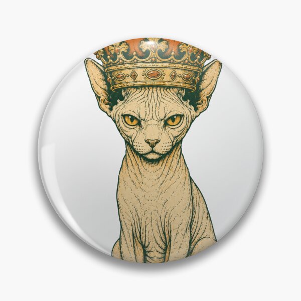 Item preview, King Sphynx Cats Royal Crown Vintage Cat Art designed and sold by Region.