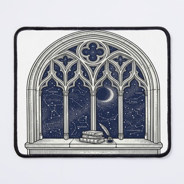 Item preview, Gothic Arch Night Sky — Knowledge & Stars Illustration designed and sold by Red  Corason ⭐⭐⭐.
