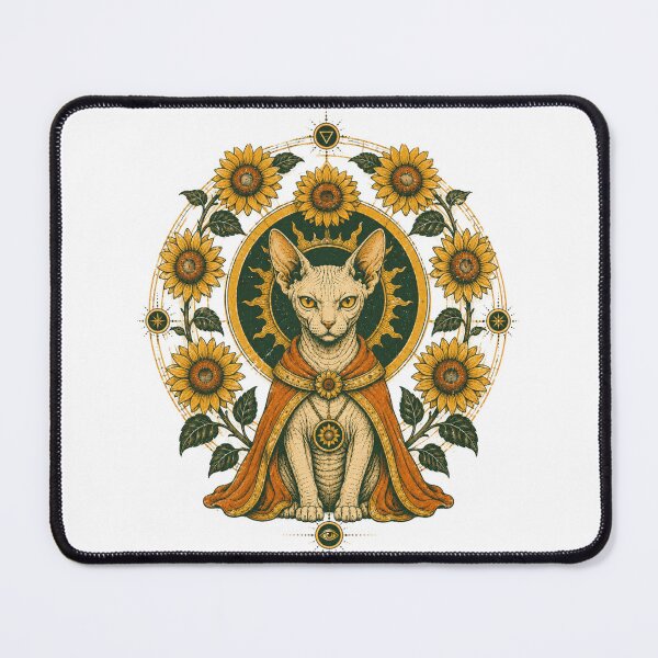 Item preview, Sunflower Sphynx Cats Occult Vintage Cat Art designed and sold by Region.