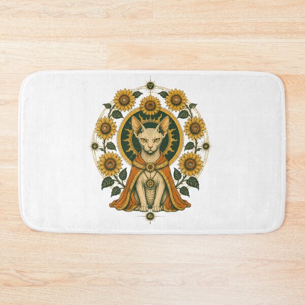 Item preview, Sunflower Sphynx Cats Occult Vintage Cat Art designed and sold by Region.