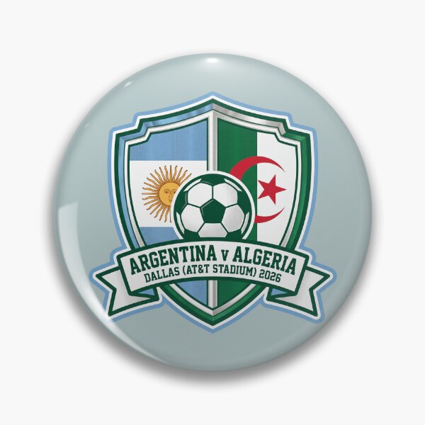 Item preview, Argentina vs Algeria Soccer Match Crest Dallas 2026 designed and sold by Pride Emblem Prints.