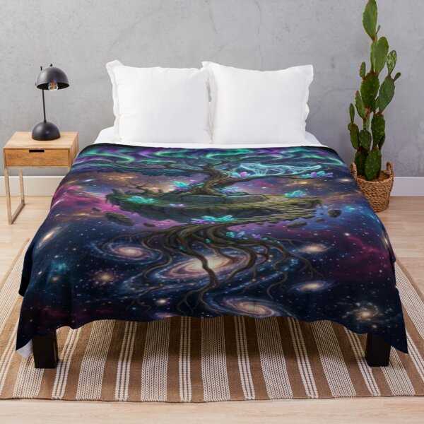 Item preview, Cosmic Tree Floating Island Aurora Borealis Art designed and sold by DailySparks.