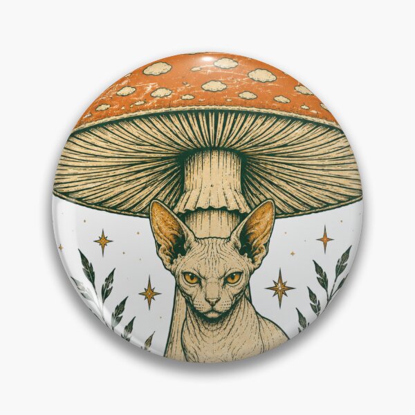 Item preview, Sphynx Cats Mushroom Moon Vintage Occult Cat Art designed and sold by Region.