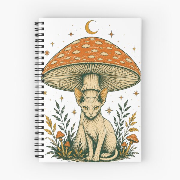 Item preview, Sphynx Cats Mushroom Moon Vintage Occult Cat Art designed and sold by Region.