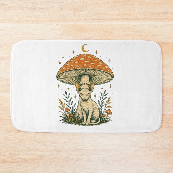 Item preview, Sphynx Cats Mushroom Moon Vintage Occult Cat Art designed and sold by Region.