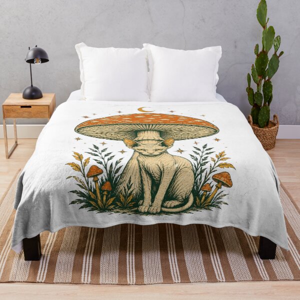 Item preview, Sphynx Cats Mushroom Moon Vintage Occult Cat Art designed and sold by Region.