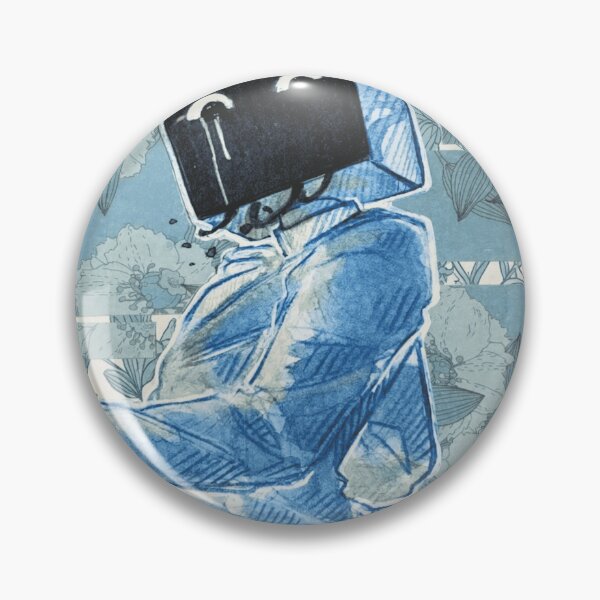 Item preview, Crying TV Head Character Indigo Floral designed and sold by WarmTones.