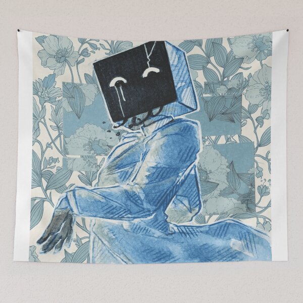 Item preview, Crying TV Head Character Indigo Floral designed and sold by WarmTones.