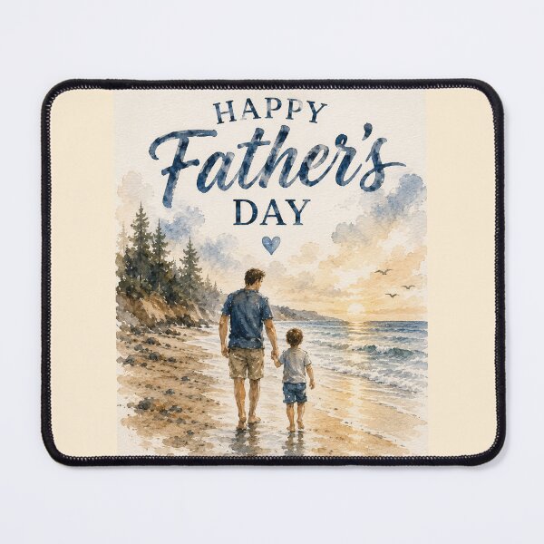 Item preview, Happy Father's Day Watercolor Beach Walk | Father and Son Coastal Art designed and sold by alchemist1636 .