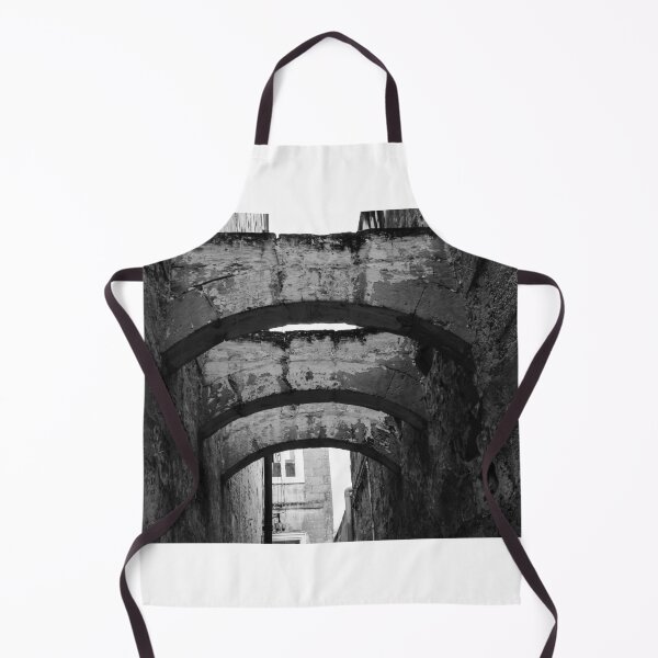 Item preview, Black And White Urban Alley With Weathered Stone Arches And Historic Textured Walls designed and sold by Nmallia.