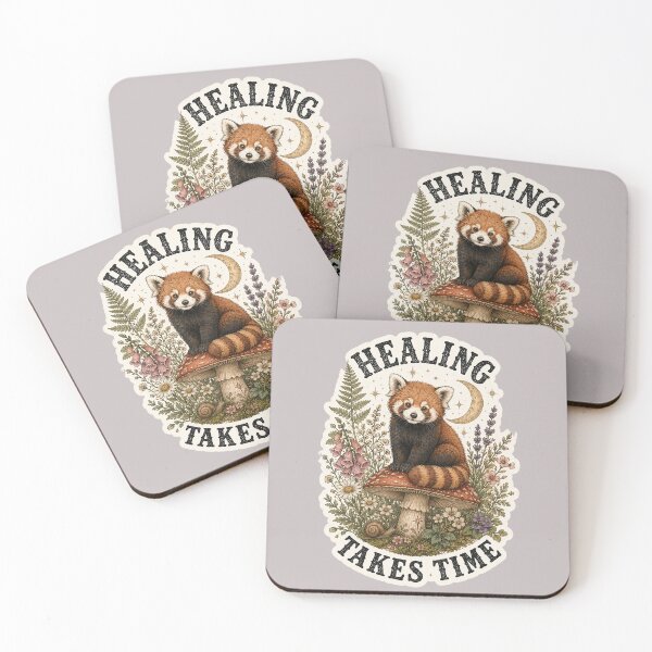 Item preview, Healing Takes Time Red Panda Mushroom Cottagecore designed and sold by oldpussboss.