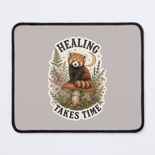 Item preview, Healing Takes Time Red Panda Mushroom Cottagecore designed and sold by oldpussboss.