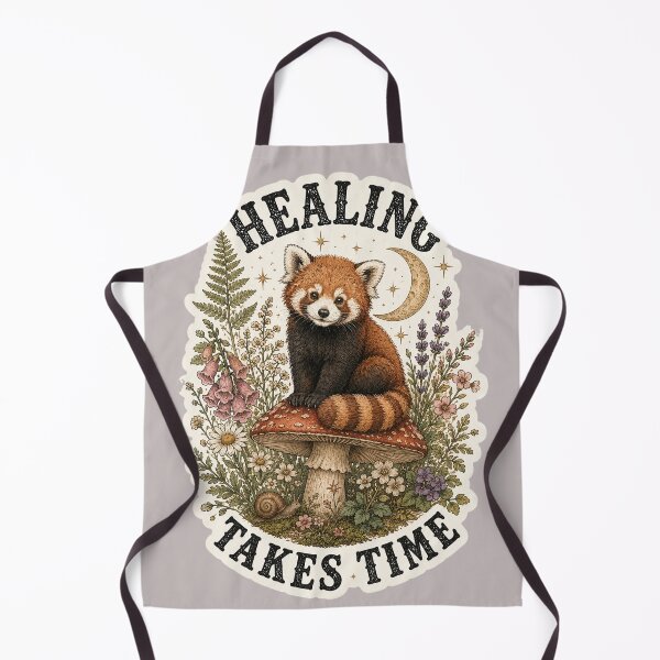 Item preview, Healing Takes Time Red Panda Mushroom Cottagecore designed and sold by oldpussboss.