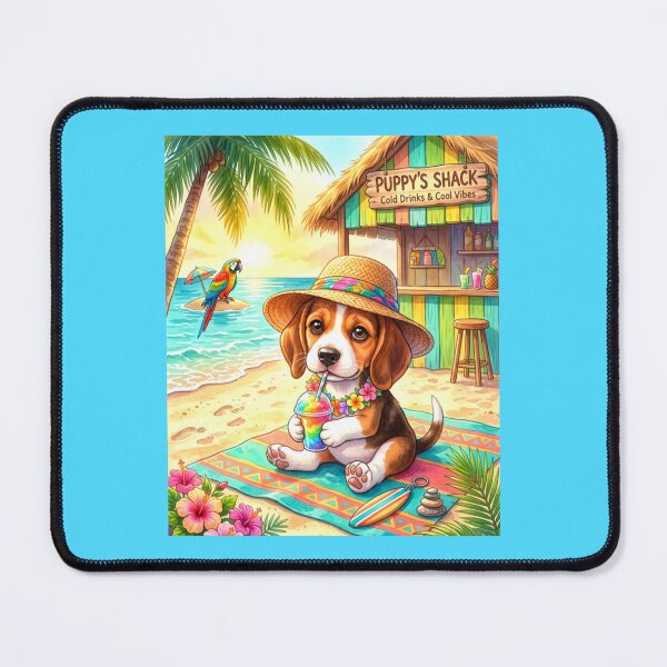 Item preview, Summer Beach Puppy Shack Tropical Vibes Illustration designed and sold by ExploreAura Studio.