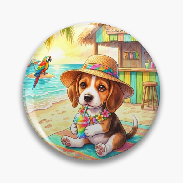 Item preview, Summer Beach Puppy Shack Tropical Vibes Illustration designed and sold by ExploreAura Studio.