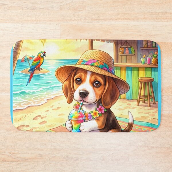 Item preview, Summer Beach Puppy Shack Tropical Vibes Illustration designed and sold by ExploreAura Studio.