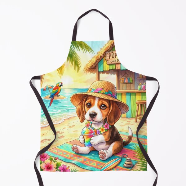 Item preview, Summer Beach Puppy Shack Tropical Vibes Illustration designed and sold by ExploreAura Studio.
