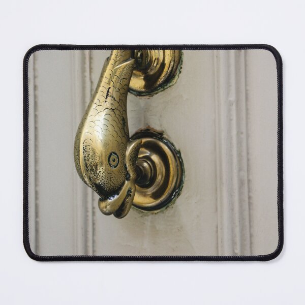 Item preview, Vintage Brass Whale Door Knocker on Painted White Wooden Door with Ornate Keyhole designed and sold by Nmallia.