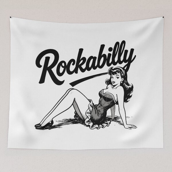 Item preview, Rockabilly Woman Pin Up Black and White Design designed and sold by Pineapple-Tree.