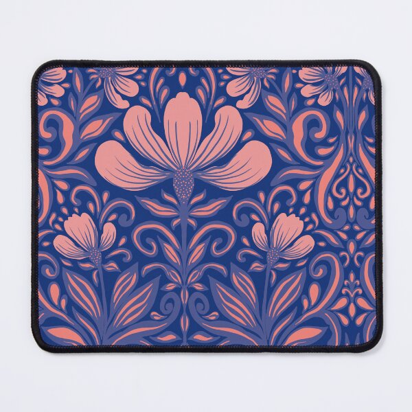 Item preview, Sapphire Blue Folk Damask Floral Tapestry designed and sold by AneissPiaf.