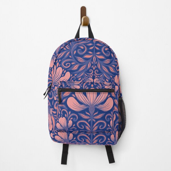 Item preview, Sapphire Blue Folk Damask Floral Tapestry designed and sold by AneissPiaf.