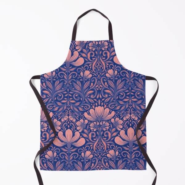 Item preview, Sapphire Blue Folk Damask Floral Tapestry designed and sold by AneissPiaf.