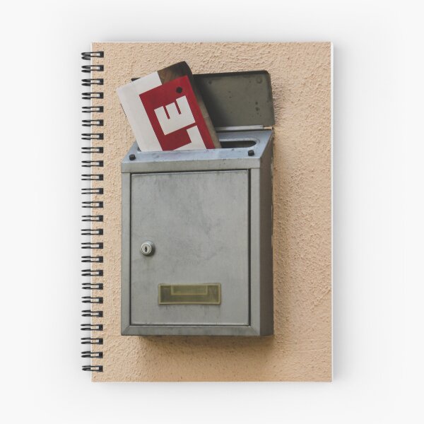Item preview, Metal Mailbox With Inserted Mail And Red Advertising Flyer On Peach Stucco Wall designed and sold by Nmallia.