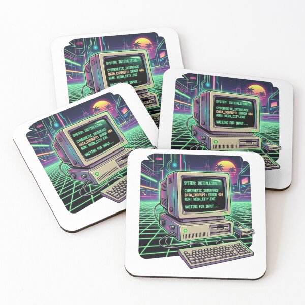 Item preview, Retro Synthwave PC — Neon City Error 404 Vintage Computer designed and sold by Red  Corason ⭐⭐⭐.