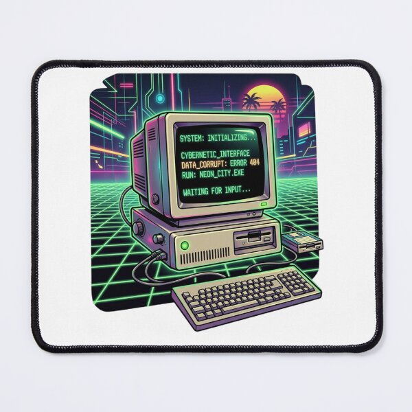 Item preview, Retro Synthwave PC — Neon City Error 404 Vintage Computer designed and sold by Red  Corason ⭐⭐⭐.