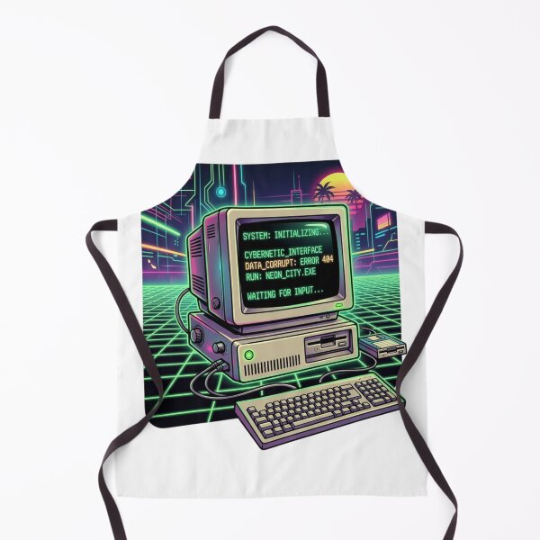 Item preview, Retro Synthwave PC — Neon City Error 404 Vintage Computer designed and sold by Red  Corason ⭐⭐⭐.