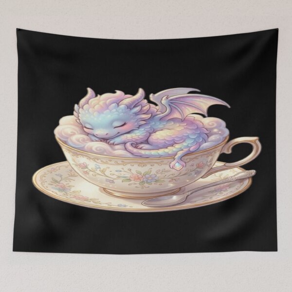Item preview, Baby Dragon Sleeping Inside Vintage Teacup designed and sold by DailySparks.