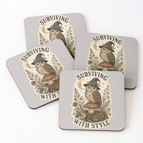 Item preview, Surviving With Style Owl Witchy Mushroom Cottagecore designed and sold by oldpussboss.