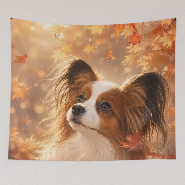 Item preview, Autumn Glow Papillon Dog Art designed and sold by ManJiangHong.