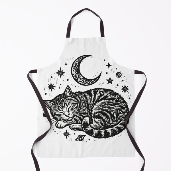 Item preview, Sleeping Celestial Cat Linocut Art designed and sold by TeNovaStudio.