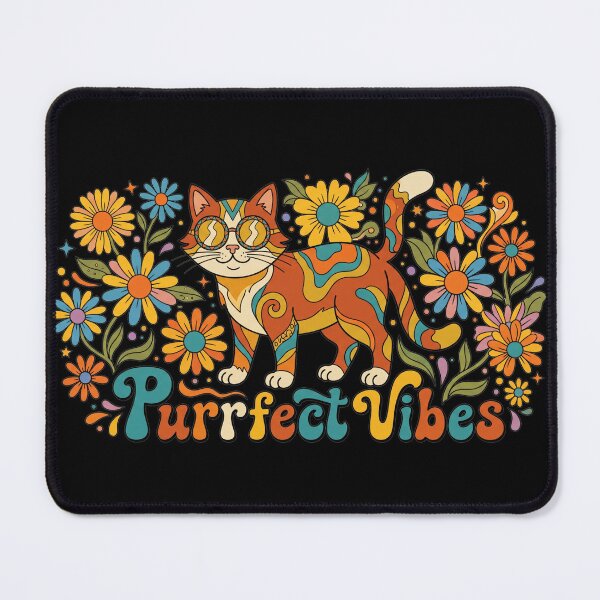 Item preview, Groovy Purrfect Vibes Retro Cat Art designed and sold by TeNovaStudio.