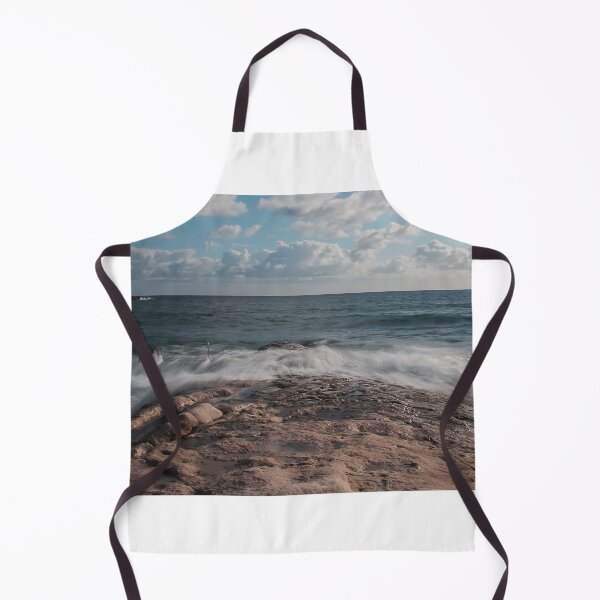 Item preview, Rocky Shore Seascape With Waves Crashing Over Tide Pool and Ocean Horizon Under Clouds designed and sold by Nmallia.