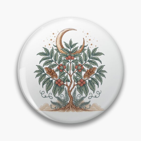 Item preview, Mystical Coffee Plant Under Moonlight | Botanical Coffee Tree Witchcore Illustration designed and sold by ArcticFoxStudio.