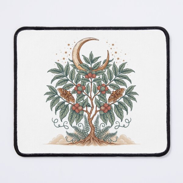 Item preview, Mystical Coffee Plant Under Moonlight | Botanical Coffee Tree Witchcore Illustration designed and sold by ArcticFoxStudio.