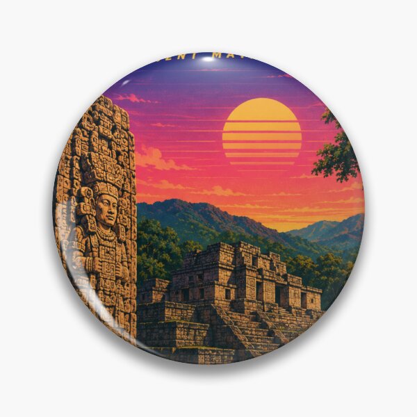 Item preview, Copán Honduras 80s Retro Travel Poster – Ancient Maya City designed and sold by ElartedeNoel.