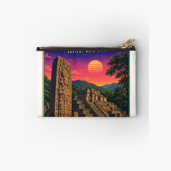 Item preview, Copán Honduras 80s Retro Travel Poster – Ancient Maya City designed and sold by ElartedeNoel.