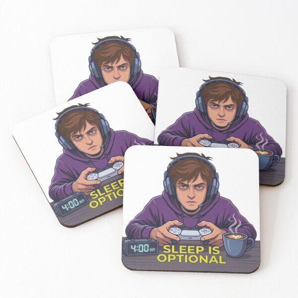 Item preview, Sleep Is Optional Gamer Quote – Funny 4AM Night Owl Gaming Cartoon designed and sold by Northern Glow Art.