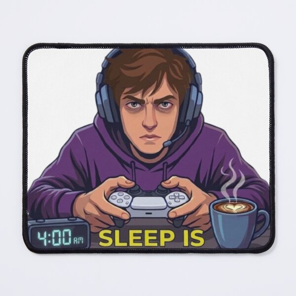 Item preview, Sleep Is Optional Gamer Quote – Funny 4AM Night Owl Gaming Cartoon designed and sold by Northern Glow Art.