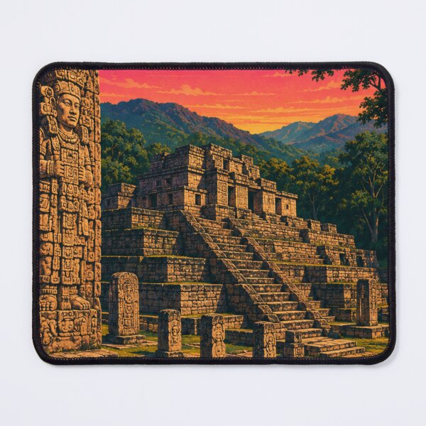 Item preview, Copán Honduras 80s Retro Travel Poster – Ancient Maya City designed and sold by ElartedeNoel.