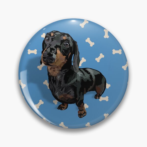 Item preview, Darling Dachshund with Blue & Bones background designed and sold by PCaleDesigns.