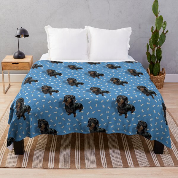Item preview, Darling Dachshund with Blue & Bones background designed and sold by PCaleDesigns.
