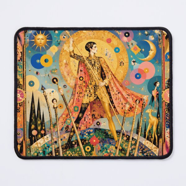 Item preview, The Seven of Wands - Gold Art Nouveau Tarot Card, Mystic Warrior, Sun and Moon designed and sold by Natalia-Vlad.
