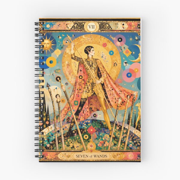 Item preview, The Seven of Wands - Gold Art Nouveau Tarot Card, Mystic Warrior, Sun and Moon designed and sold by Natalia-Vlad.