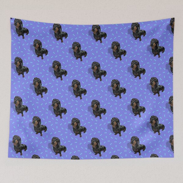 Item preview, Darling Dachshund with Violet & Bones background designed and sold by PCaleDesigns.