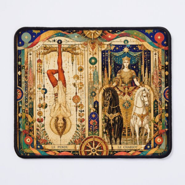 Item preview, The Hanged Man & The Chariot - Golden Tarot Diptych, Suspension and Victory, Mystical Art designed and sold by Natalia-Vlad.