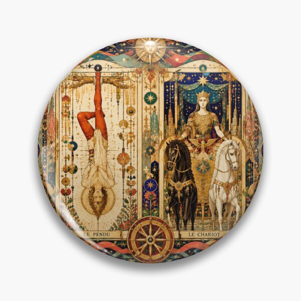 Item preview, The Hanged Man & The Chariot - Golden Tarot Diptych, Suspension and Victory, Mystical Art designed and sold by Natalia-Vlad.
